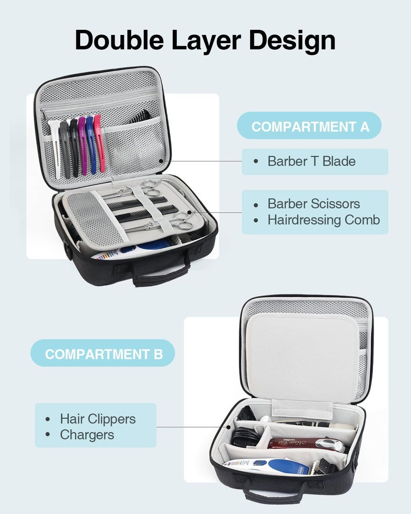 Luxtude Large Barber Case, Hard Barber Bags for Clippers and Supplies, Travel Hair Clipper Case, Clipper and Trimmer Cases with Shoulder Strap, Easy Carrying - Image 3